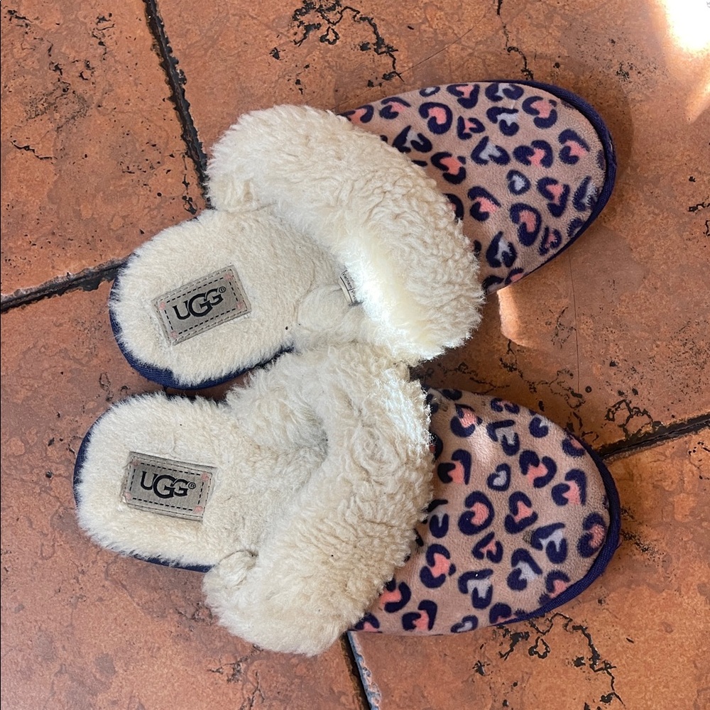UGG Pink and Blue Animal Print Slippers